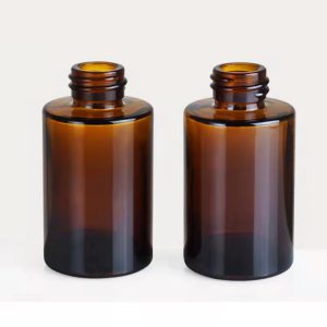 Amber Flat Shoulder Glass Bottle