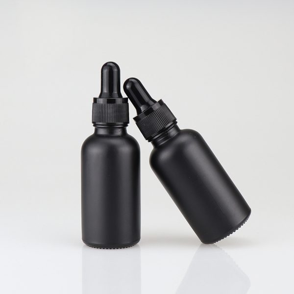 black frosted dropper bottle