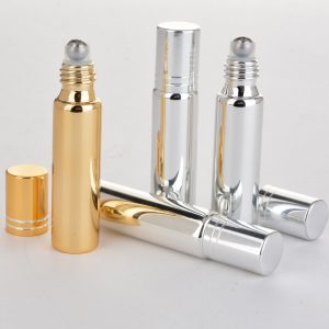 Silver UV Roll ON Glass Bottle