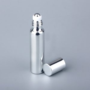 Silver UV Roll ON Glass Bottle